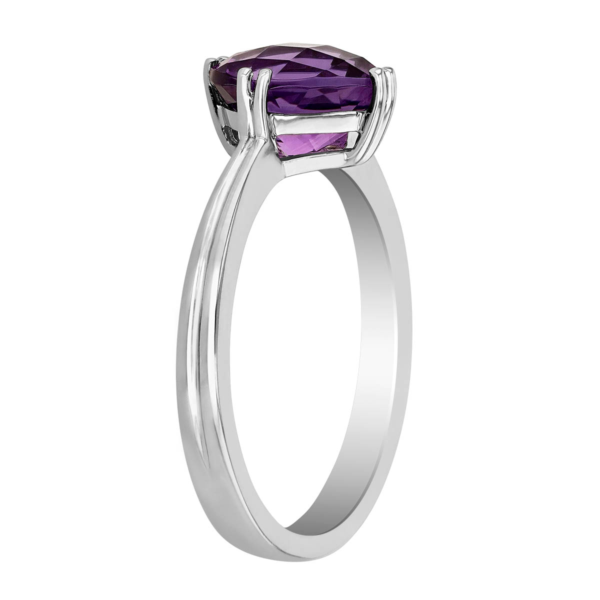Cushion Amethyst Ring in White Gold